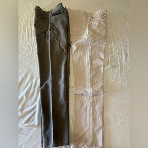 Banana Republic Gray and Cream Traveler Pants